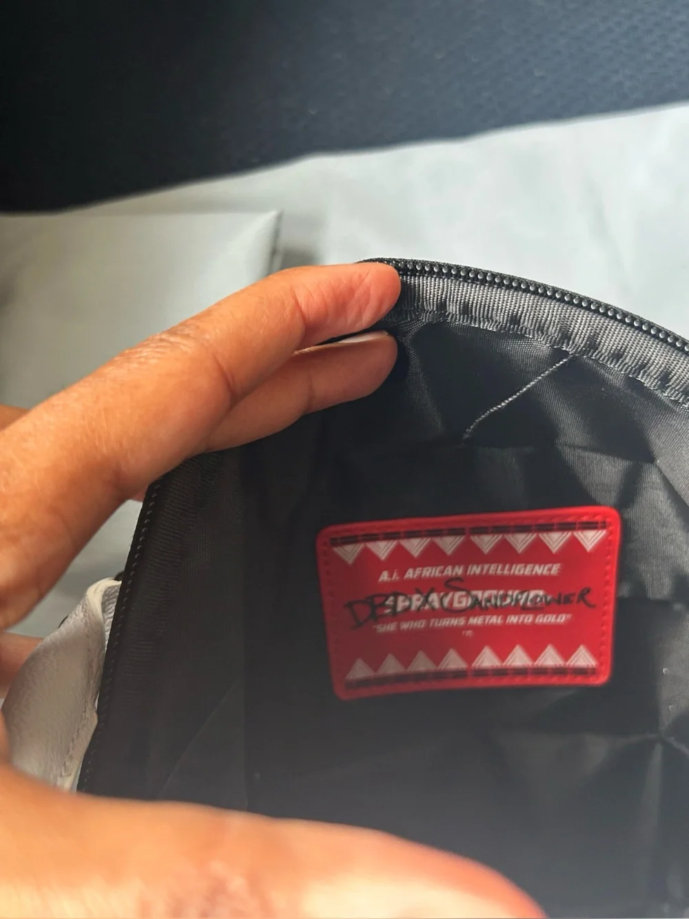 NWT Sprayground x Sandflower AI African Intelligence Round Black & White Bag